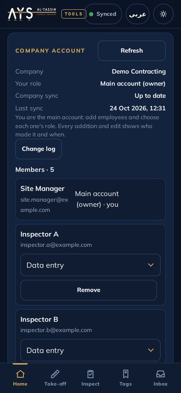 Company account with members and roles